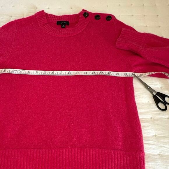J.Crew Button-Detail Crewneck Sweater Women’s M | Fuchsia Supersoft Yarn - Picture 7 of 10